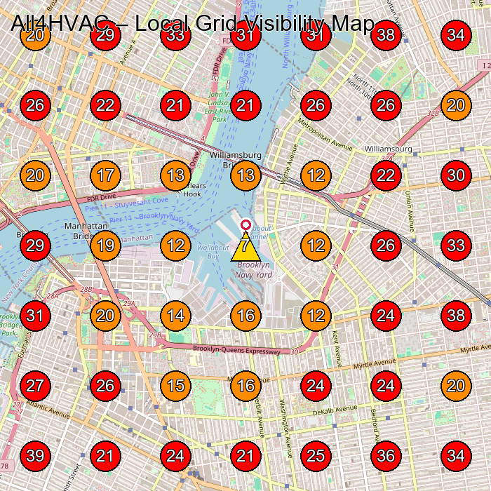 All4HVAC GeoGrid visibility map for Hvac Contractor in None